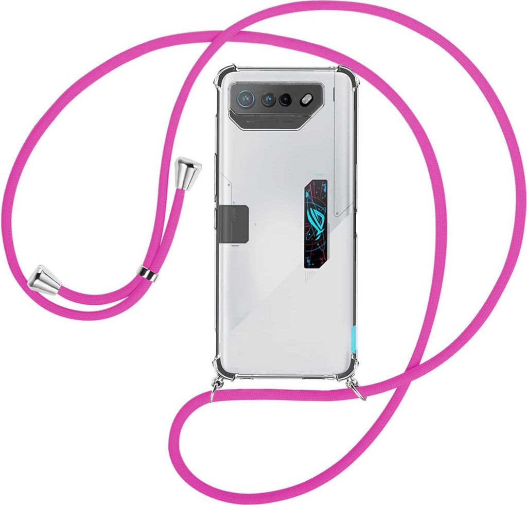 Handykette Backcover-Schutzhülle mit Band (Metall silberfarben) für Asus ROG Phone 7 Ultimate (6.78'') - schwarz/grau/weiß