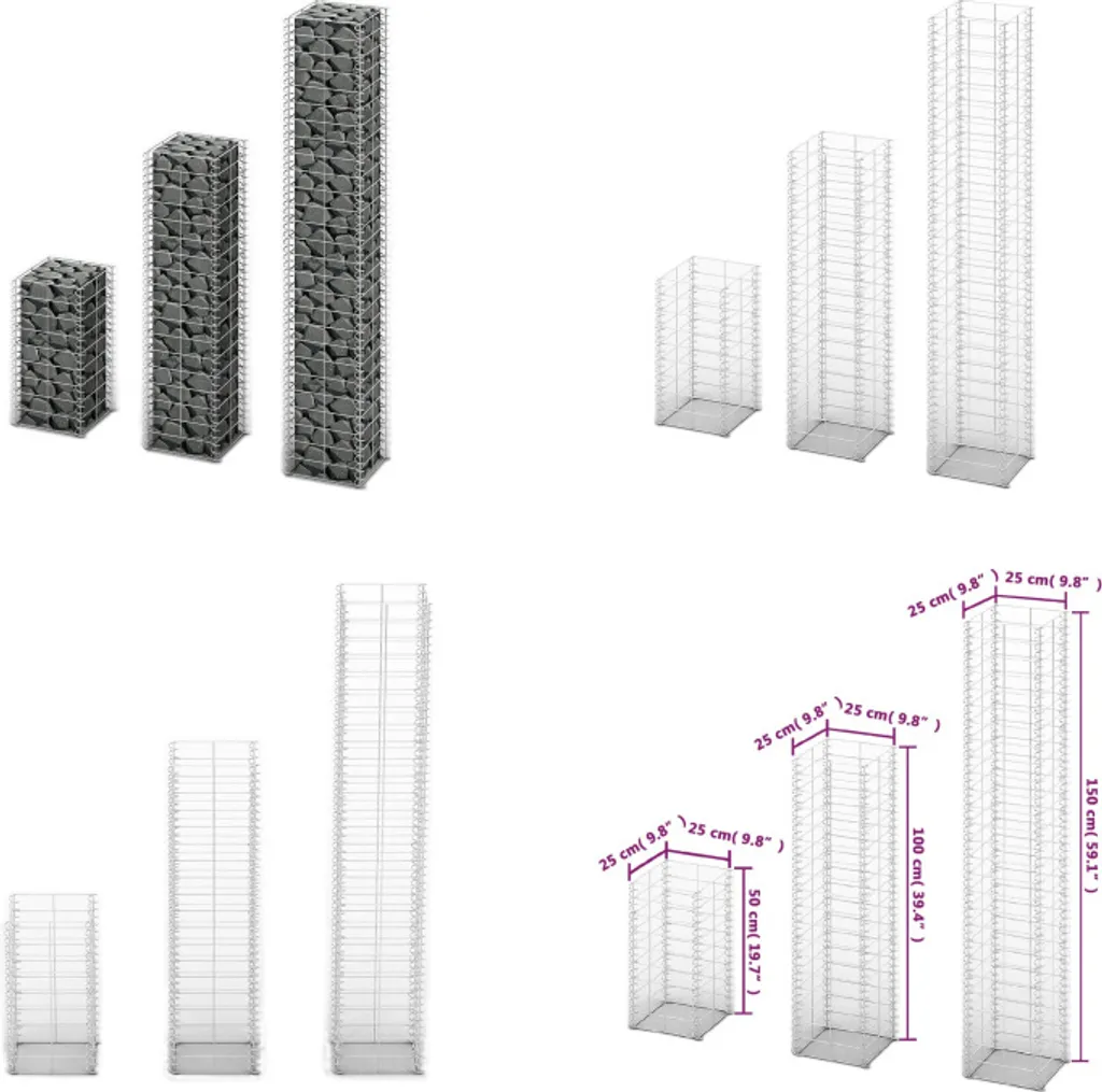 Anti-Corrosion : Set de Gabions en Acier Galvanisé pour Mur de Jardin Durable
