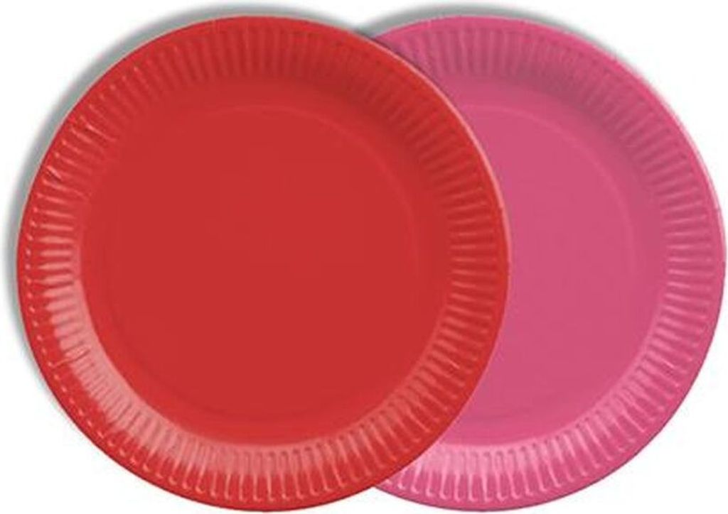 Papstar Pappteller rund Ø 18 cm farbig sortiert - rot/fuchsia, 20 x 12 Stück