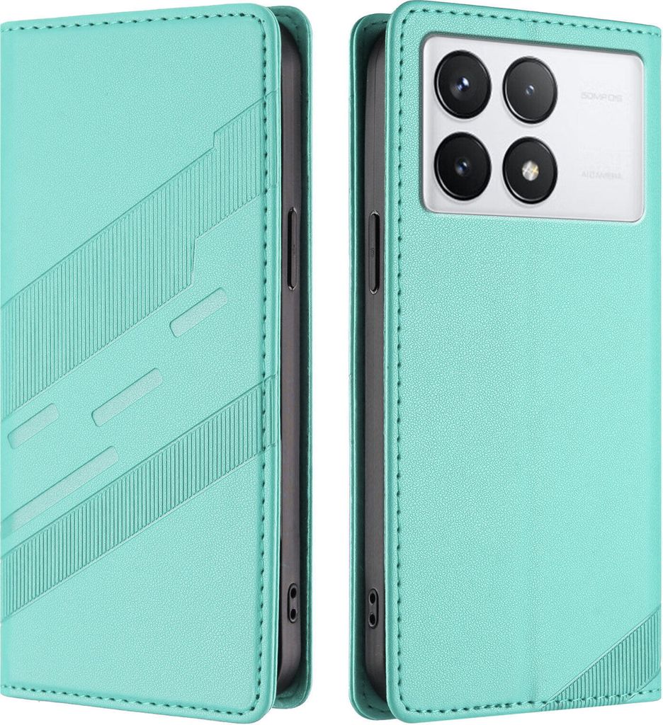 Hülle für Xiaomi Redmi K70 Ultra, Kunstleder Brieftaschen Handyhülle mit Kartenfach und Standfunktion Türkis