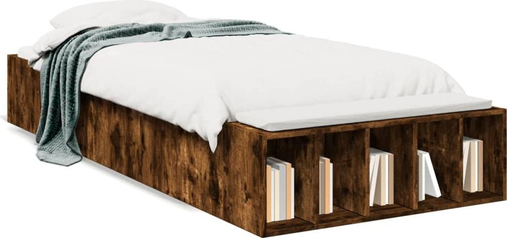 vidaXL Bettgestell Räuchereiche 100x200 cm Holzwerkstoff