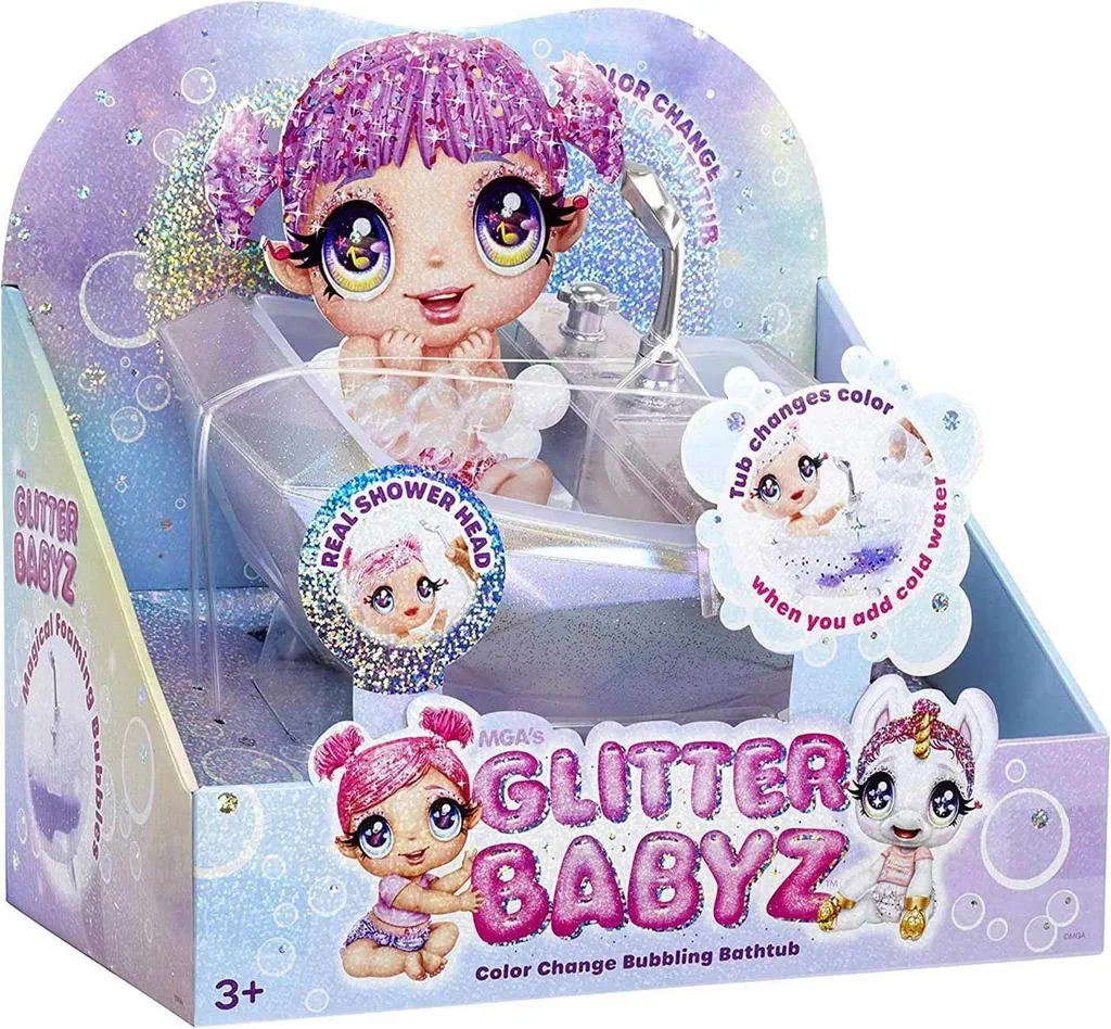 Glitter Babyz Baignoire Bullante Magique MGA pour Mini Poupées Pailletées