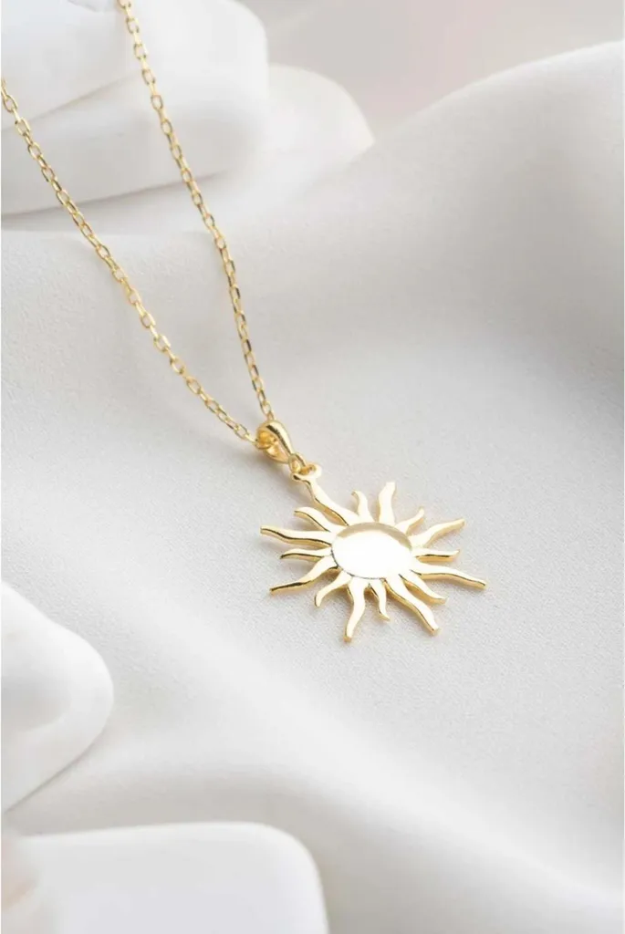 Collier Soleil bicolore Argent et Or avec cristaux de zircone scintillants