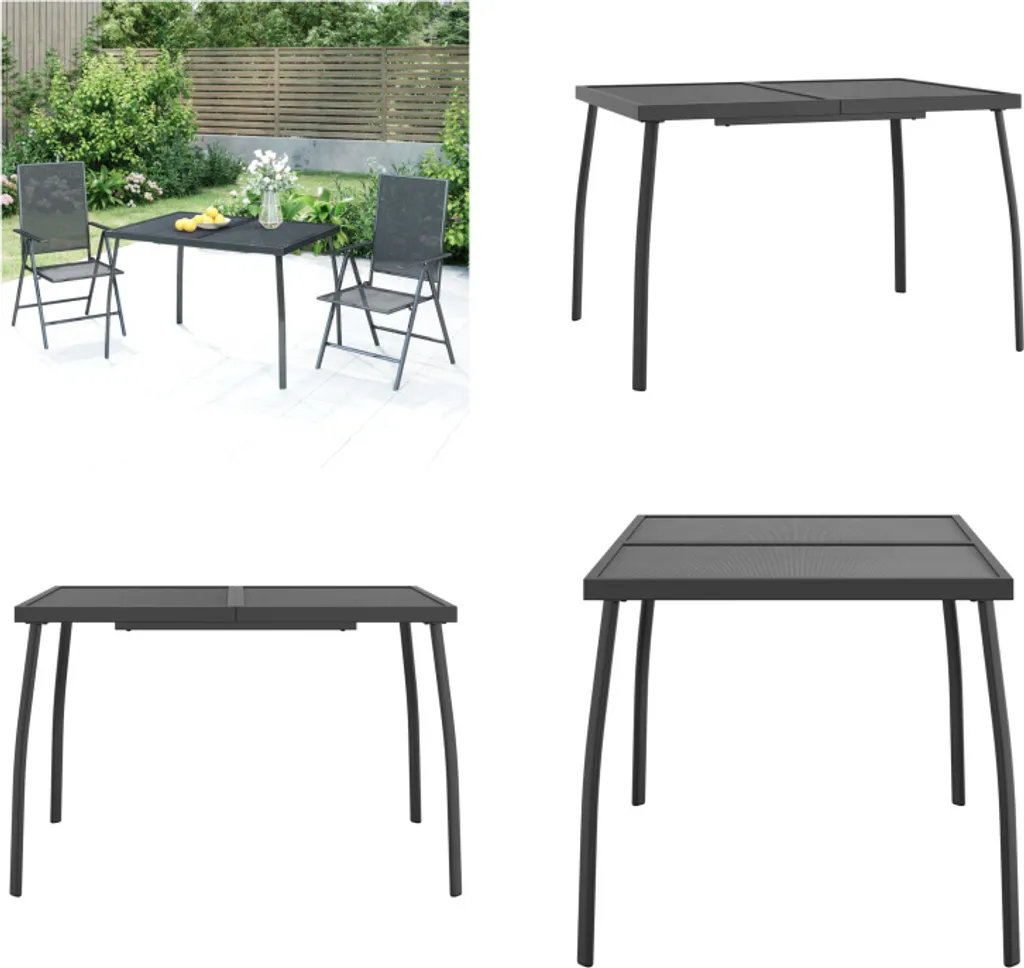 Arredo Patio: Tavolo Antracite 110x80 vidaXL in Acciaio a Rete