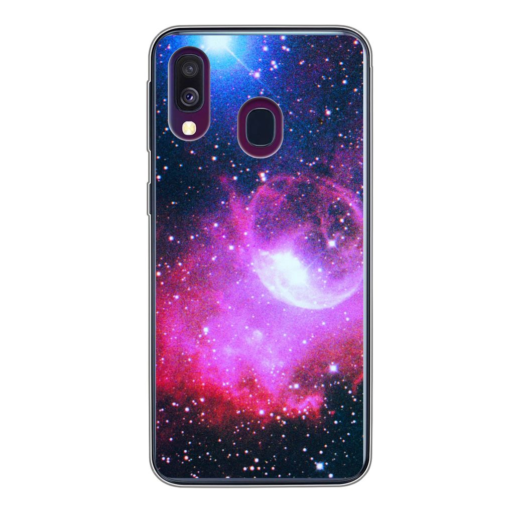 MuchoWow Handyhülle Schutzhülle Hülle für Samsung Galaxy A40 Universum - Planeten - Rosa - Jungen - Mädchen - Kinder Silikon Softcase Handy ...