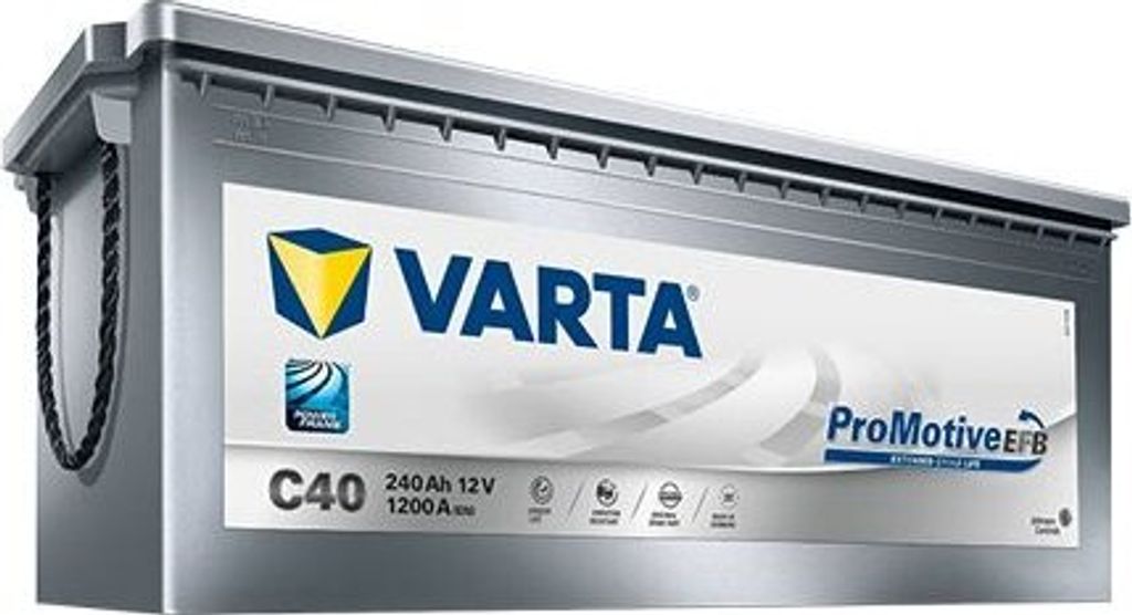 A Varta Promotive EFB car battery is shown against a white background.