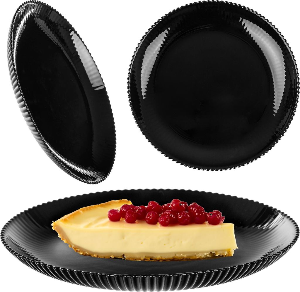 KADAX Dessertteller 19 cm, 1 Stück, schwarze Frühstücksteller aus Opalglas, Kuchenteller, kleine Teller für Kuchen, Dessert & Frühstück, Spü...