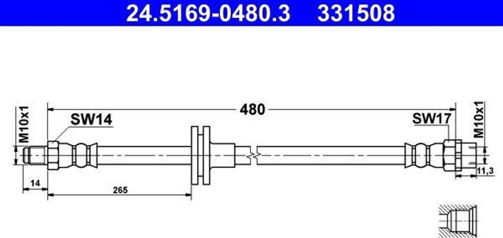 ATE 24.5169-0480.3 Bremsschlauch OE 34301166118 kompatibel mit X5