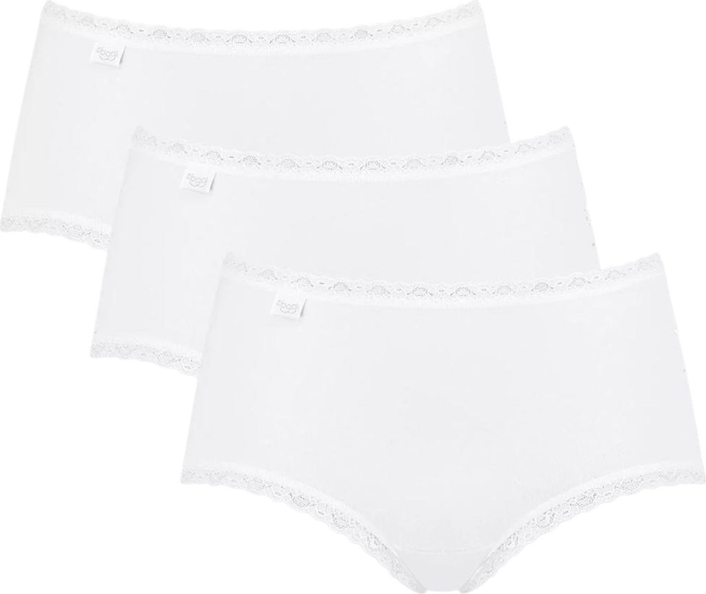 sloggi Damen Midislip 3-Pack 24/7 Baumwolle Lace - WHITE - Größe 44