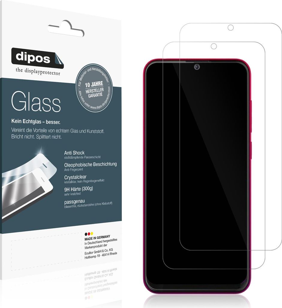 2x Schutzfolie für WALTON Primo RM4 - Anti-Shock 9H Folie dipos Glass Kunststoffglas