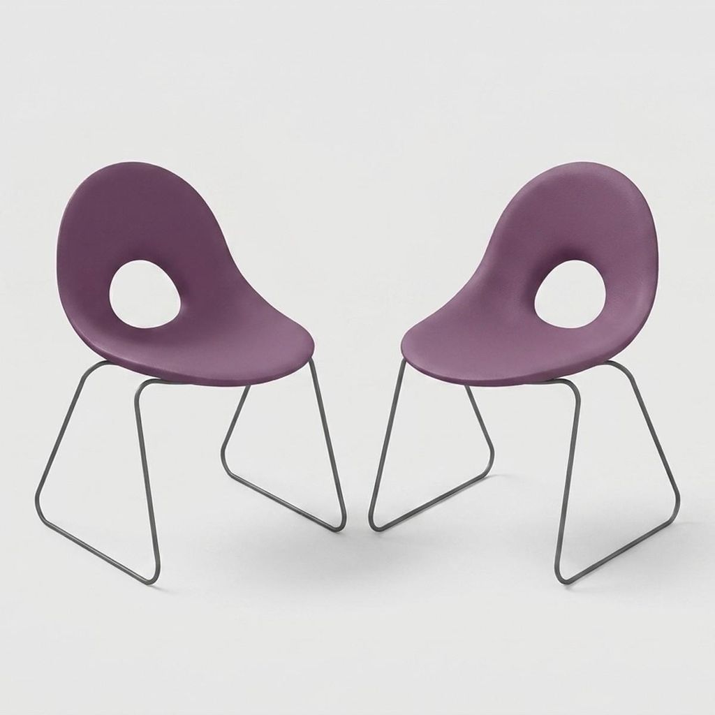Set aus 2 Design-Stühlen für drinnen und draußen aus Polyethylen, Candy Slitta - Lila