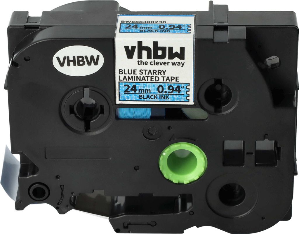 vhbw Schriftband-Kassette kompatibel mit Brother PT 9700PC, E500, 9800PCN, E550W, 9500pc Etiketten-Drucker 8m x 24mm Schwarz auf Blau, Laminiert