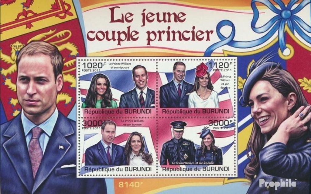 Briefmarken Burundi 2011 Mi Block 190 (kompl. Ausgabe) postfrisch Prinz William & Katherine Middleton