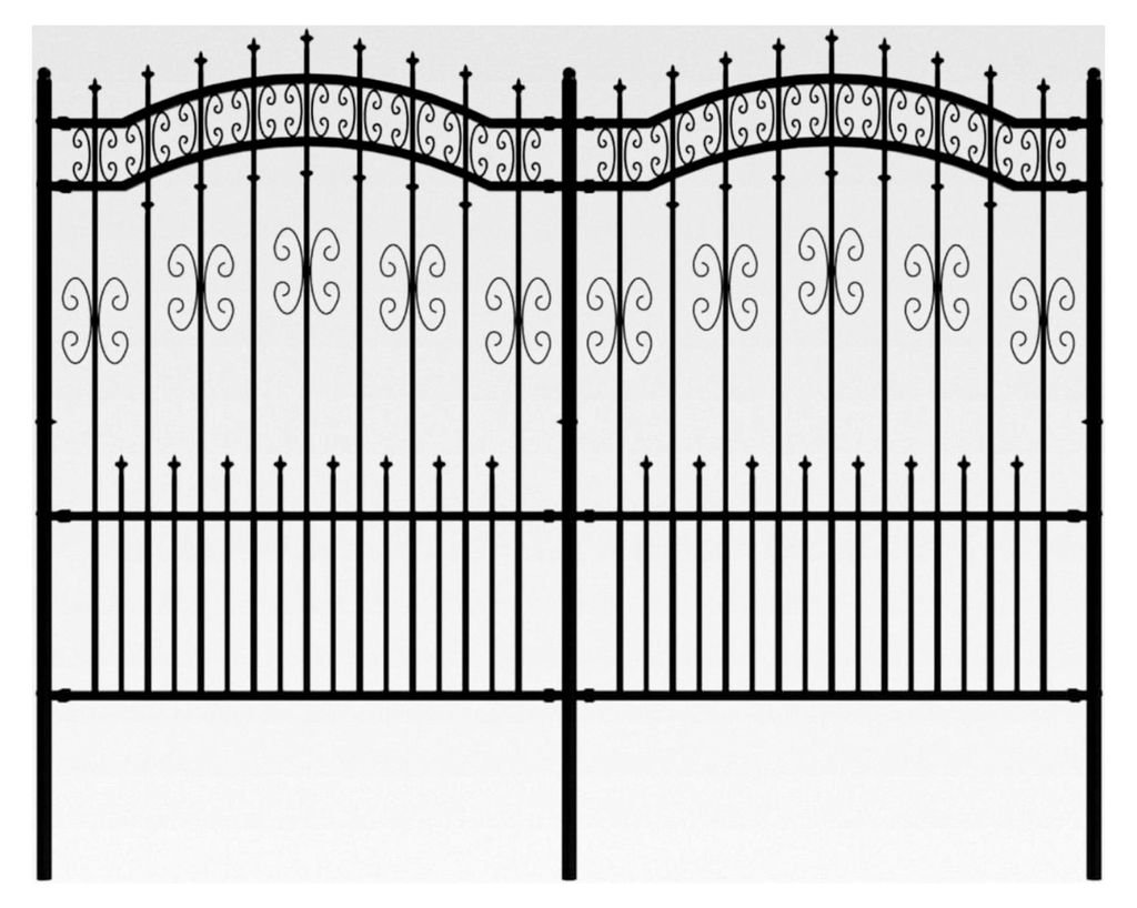 Gartenzaun aus Metall mit Speerspitzen, dekorative Zaunelemente für Hunde, Landschaftszaun, Zaun für Hof und Terrasse, Schwarzstahl