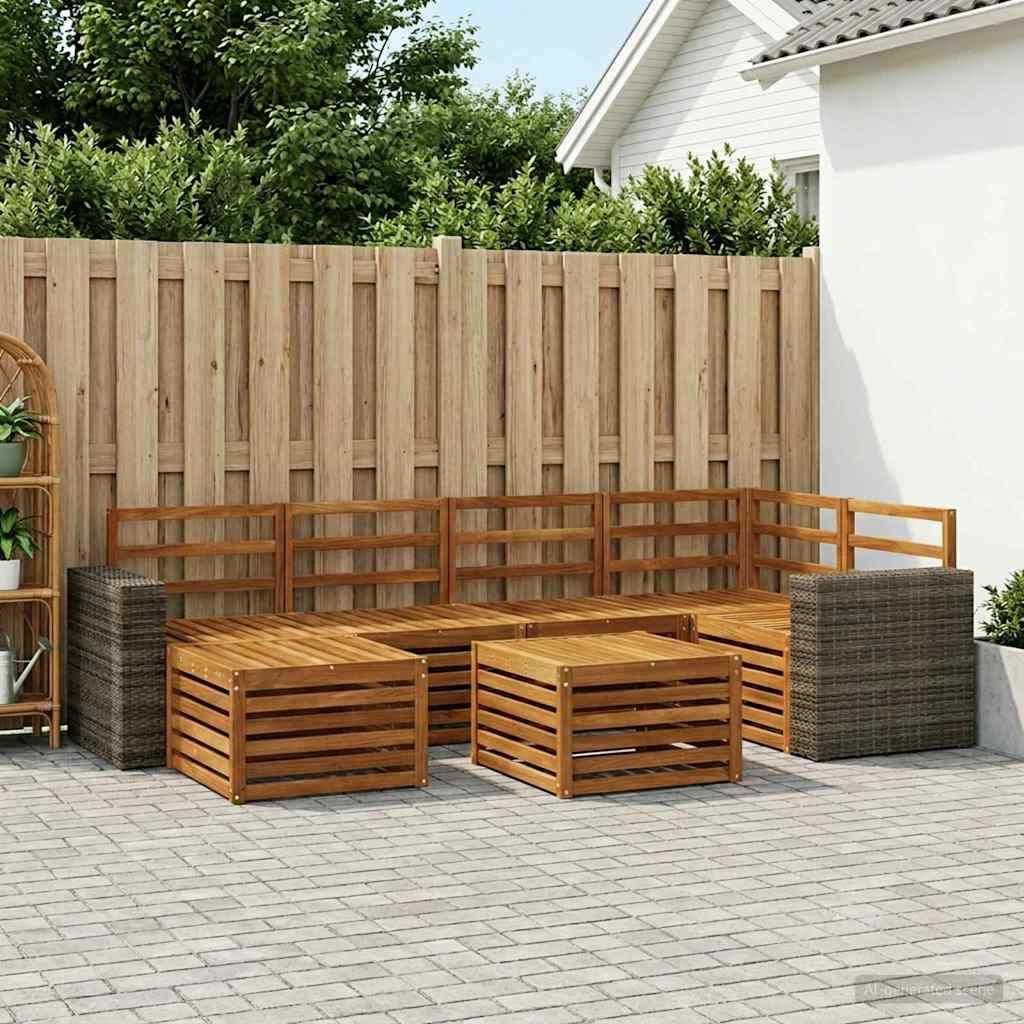 Möbel Ecksofa Set 6 pcs Natur Massivholz AkazieGartensofas - Gartensofas c1890