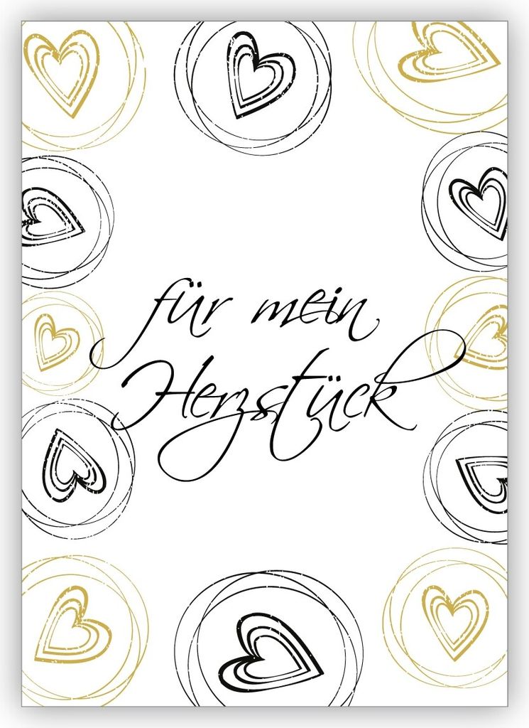 4x Liebevolle Glückwunschkarte, Geburtstagskarte mit Herzen: Für mein Herzstück