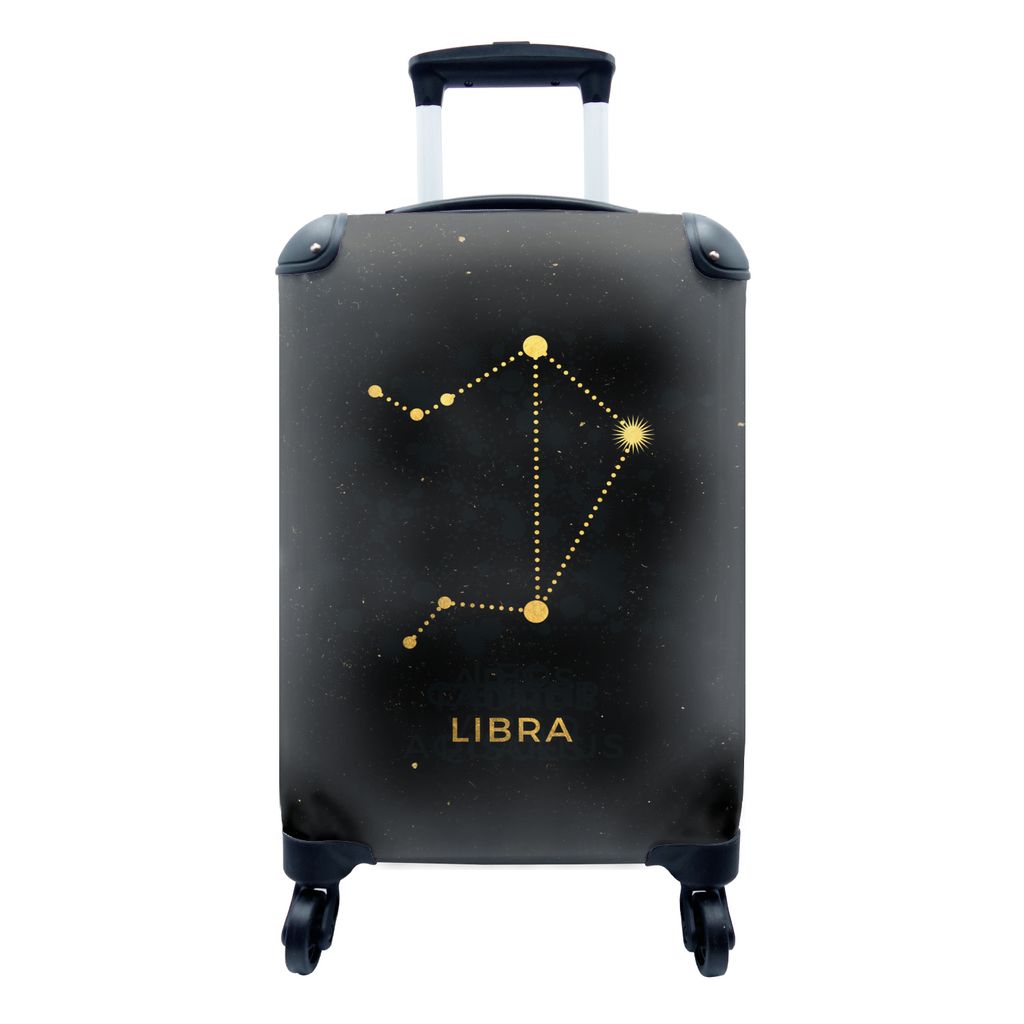 MuchoWow Koffer Handgepäck Trolley Rollkoffer Kleine Reisekoffer mit 4 Rollen - Tierkreiszeichen - Waage - Astrologie - Cabin Size < 55x40x23 cm...