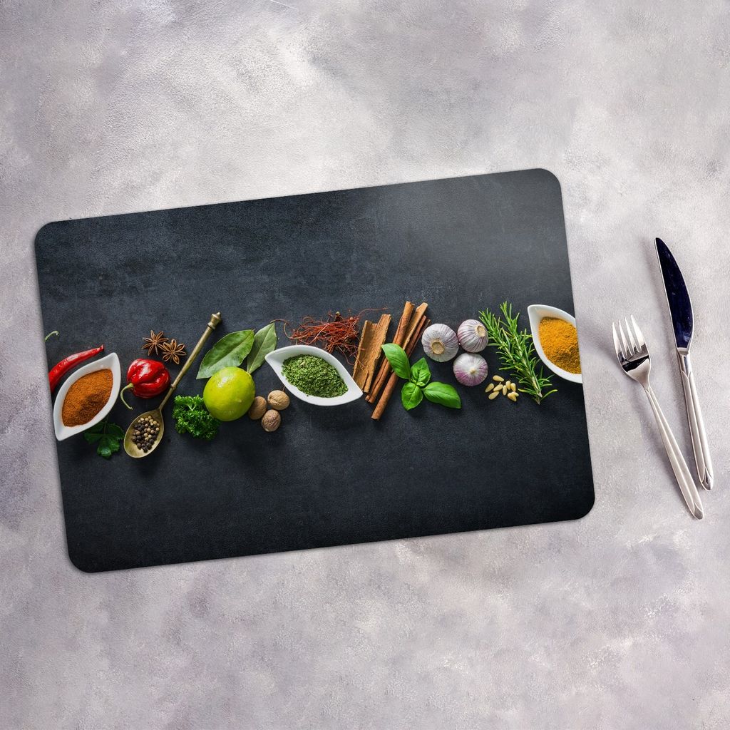 Tischset 4x45x30 cm Platzset Tischmatte Platzmatte Untersetzer - Gewürze Gemüse