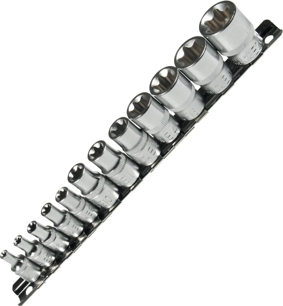 Douilles E-Torx Femelles 1/4 et 3/8 Pouces - Set de 12 Pièces E4-E20 Cr-V
