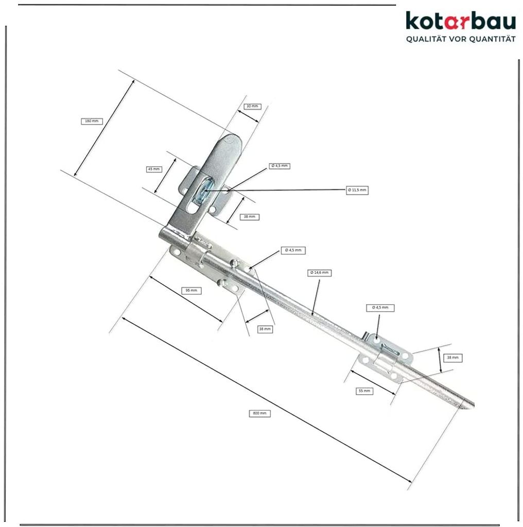 KOTARBAU® Grendel 80 cm Poortgrendel Grendel van verzinkt staal Grendel