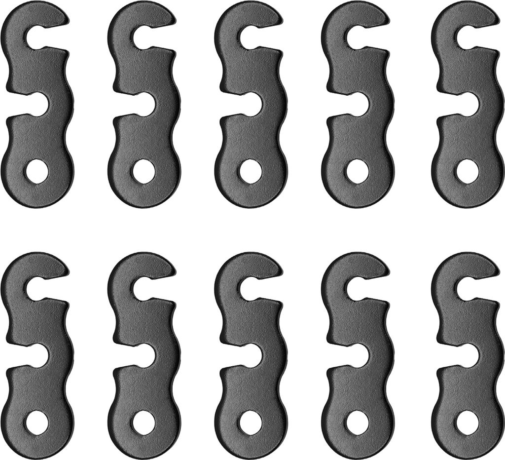 10-teiliger Aluminium-Seilspanner, 3-Loch, gerader Zeltschnurspanner, kompakte Größe, korrosionsbeständig, rostfrei, Zeltschnurspanner