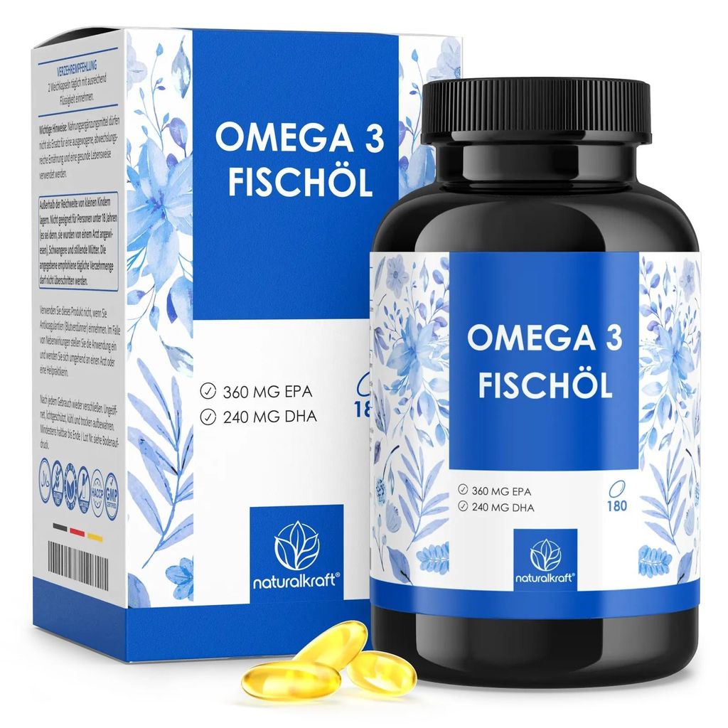 Omega 3 Fischöl – 2000 mg Fischöl pro Tagesdosis mit 600 mg Produktbild 