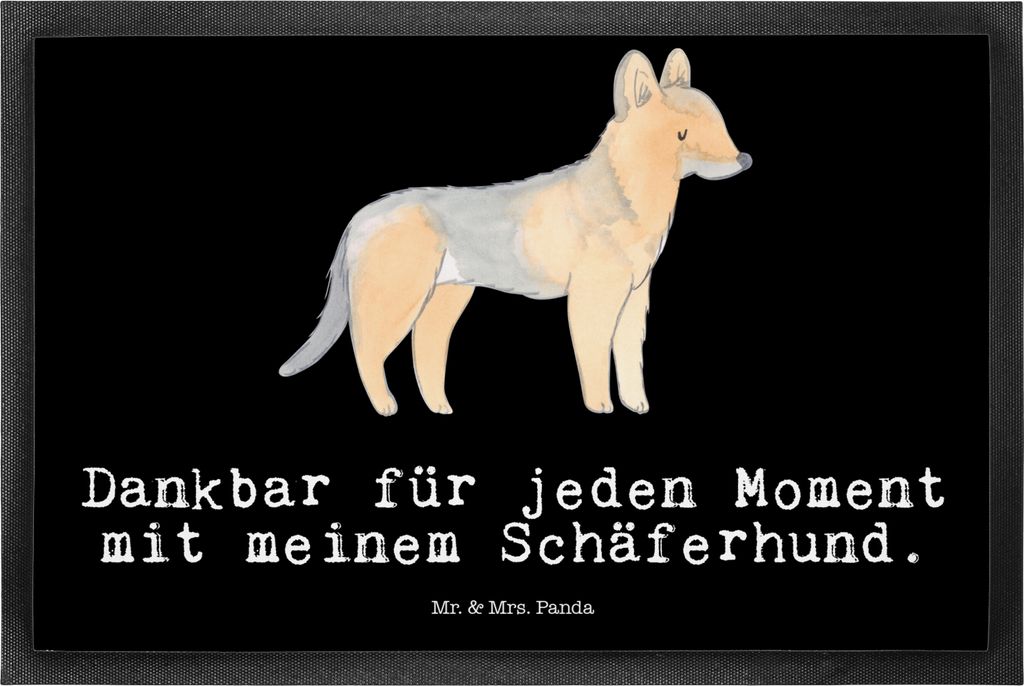 Mr. & Mrs. Panda Schmutzfangmatte Schäferhund Moment 50 x 75 cm - Schwarz - Geschenk, fußmatte, Bodenvorleger, Schmutzfangteppich, Fussmatte, Sch...