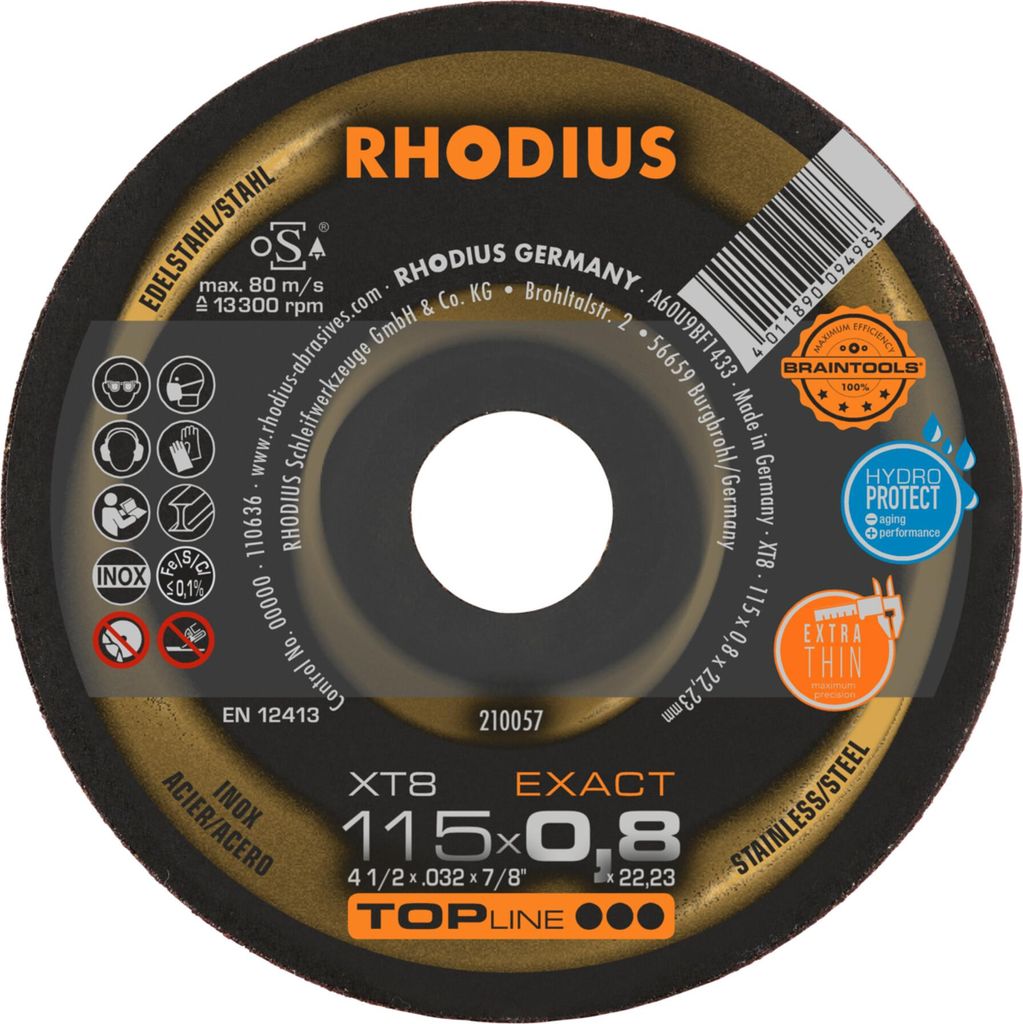 RHODIUS TOPline XT8 EXACT Extradünne Trennscheibe 115 x 0,8 Produktbild 