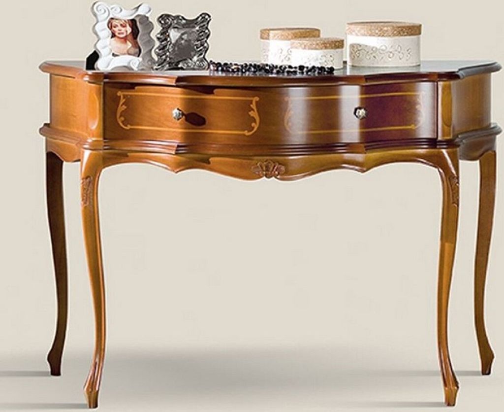 Casa Padrino Luxus Barock Konsole Braun - Handgefertigter Massivholz Konsolentisch mit Schublade - Barock Möbel - Luxus Qualität - Italy