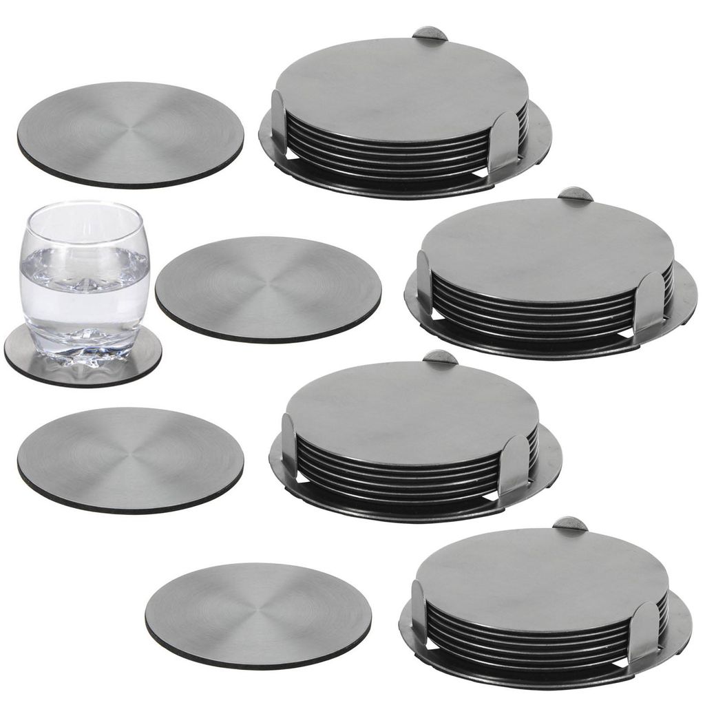 28 tlg. Edelstahl Untersetzer Set Glasuntersetzer Ø 10 cm Produktbild 
