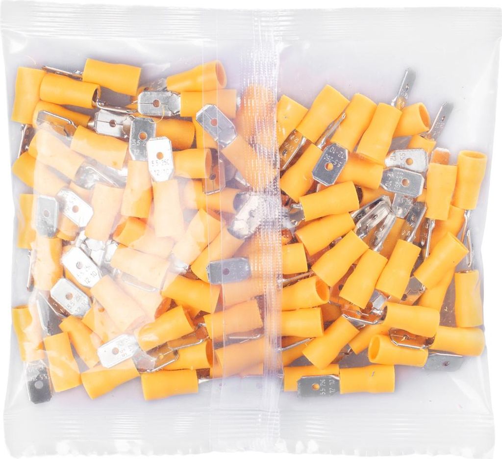 Vayox Set 100 Stk. Flachstecker isoliert männlich 4-6mm2 6,3mm Gelb