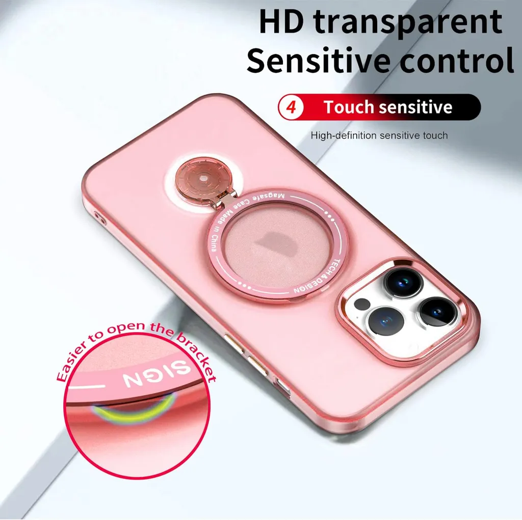 XIZYO Custodia Magnetica Per IPhone 13 Pro Max – Motivo Floreale Rosa, Compatibile MagSafe, Antiurto In TPU Nero - 3