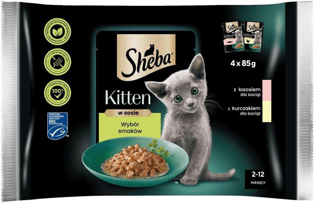 Sheba KITTEN Geschmacksauswahl in Sauce Nassfutter für Kätzchen 4x85g