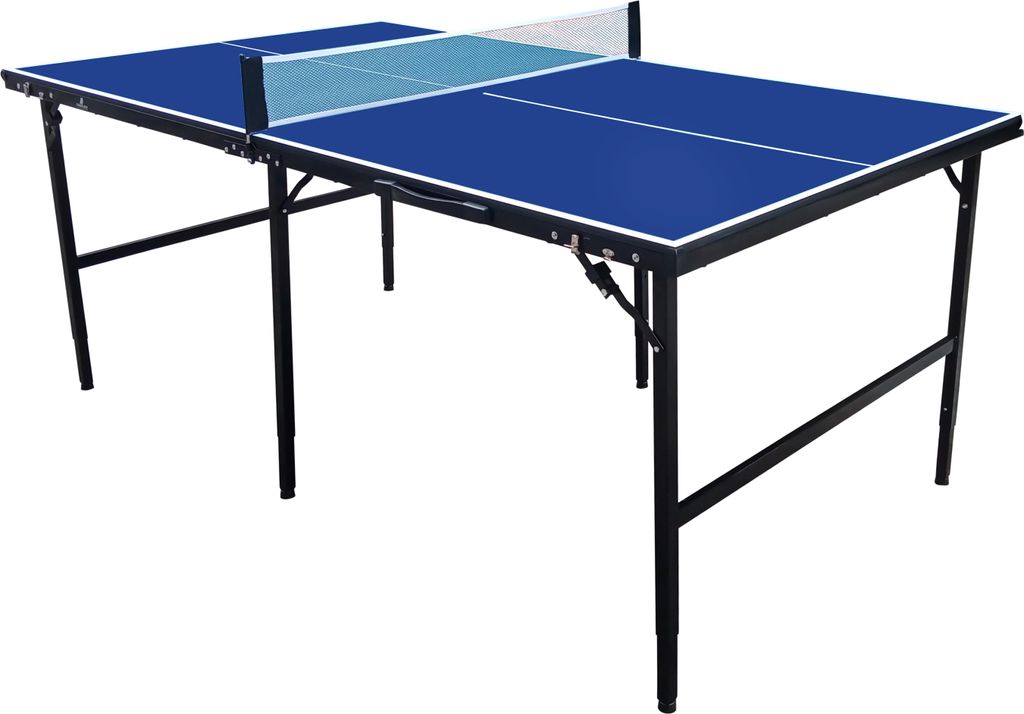 Cougar Tischtennisplatte Midi 1800 Klappbar in Blau | Indoor klappbarer & tragbarer Tischtennistisch | Pingpongtisch inkl. Bälle, Schläger & Netz |