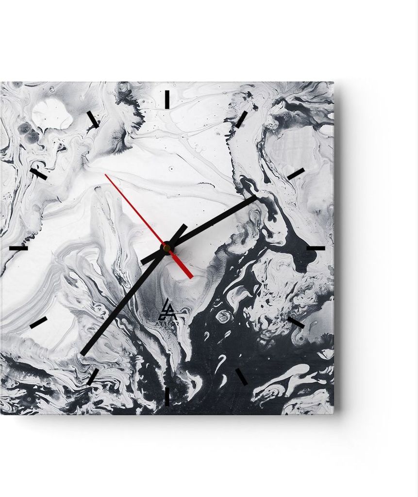 Wanduhr - Quadrat - Glasuhr - Abstraktion modern - 30x30cm - Schleichendes Uhrwerk - Lautlos - zum Aufhängen bereit - Dekoration Modern - Wanddeko...