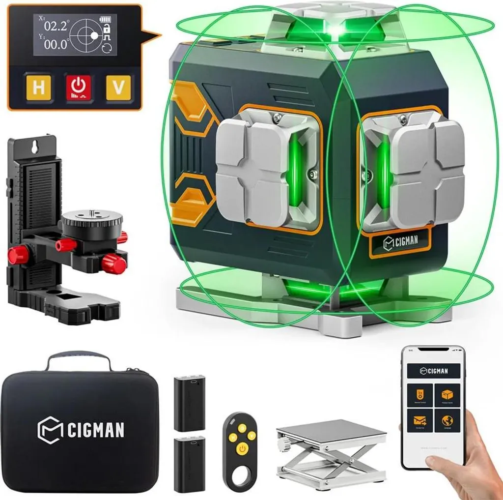 Laser vert professionnel CM-S02 portée 30m précision ±1,5 mm boîtier IP54