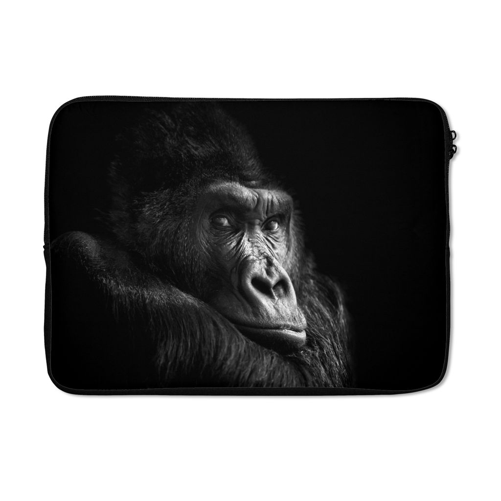 MuchoWow Laptop Hülle 14 ZollGorilla - Affe - Schwarz - Weiß - Porträt Laptoptasche - Laptoptasche - Stoßsicher - Schutzhaube