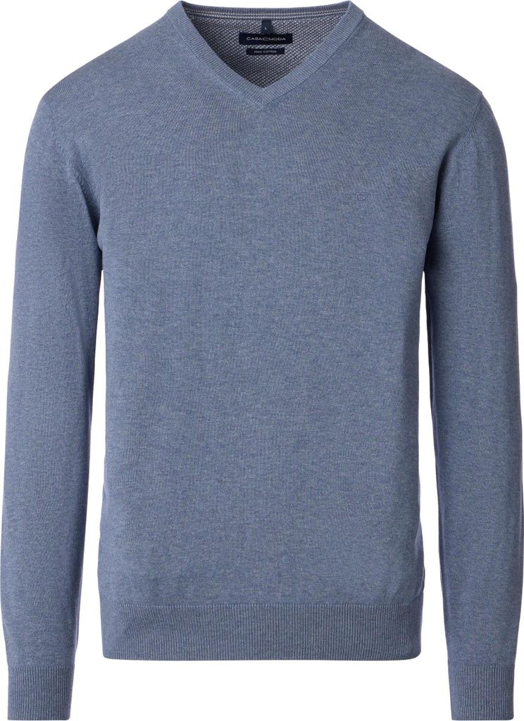 CASAMODA Herren Pullover V-Neck Regular Pima-Baumwolle Grau 5XL