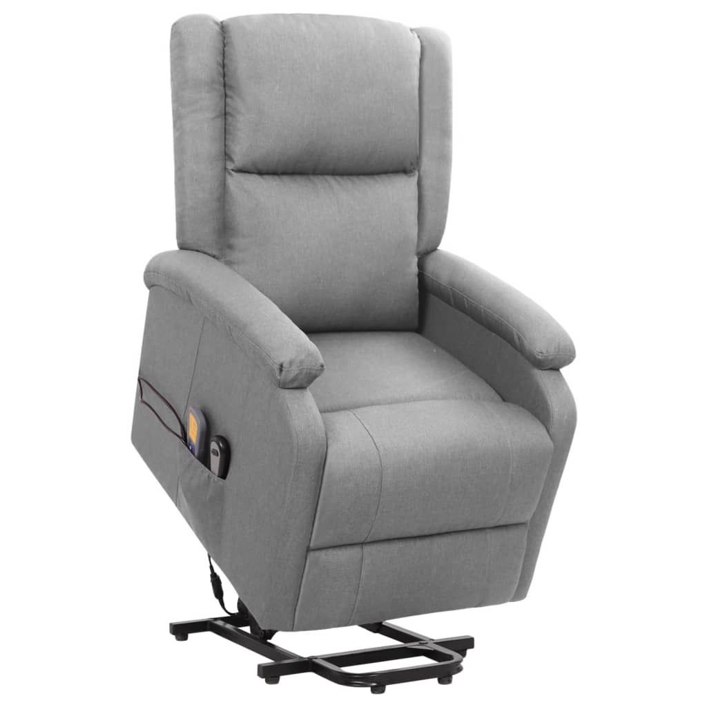 vidaXL Massagesessel mit Aufstehhilfe Hellgrau Stoff Produktbild 