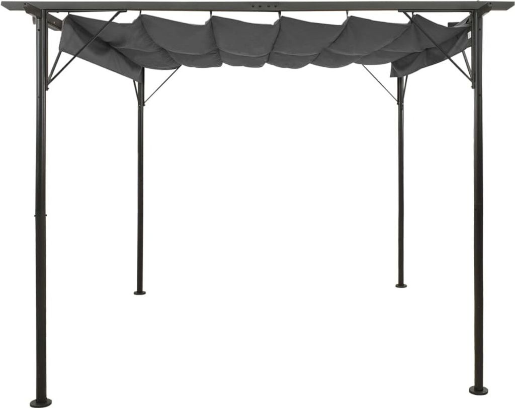 "Winter Sale"Pergola mit Ausziehbarem Dach Anthrazit 3x3 m Stahl 180 g/m² - Rosenbögen - clorisNeu6753912