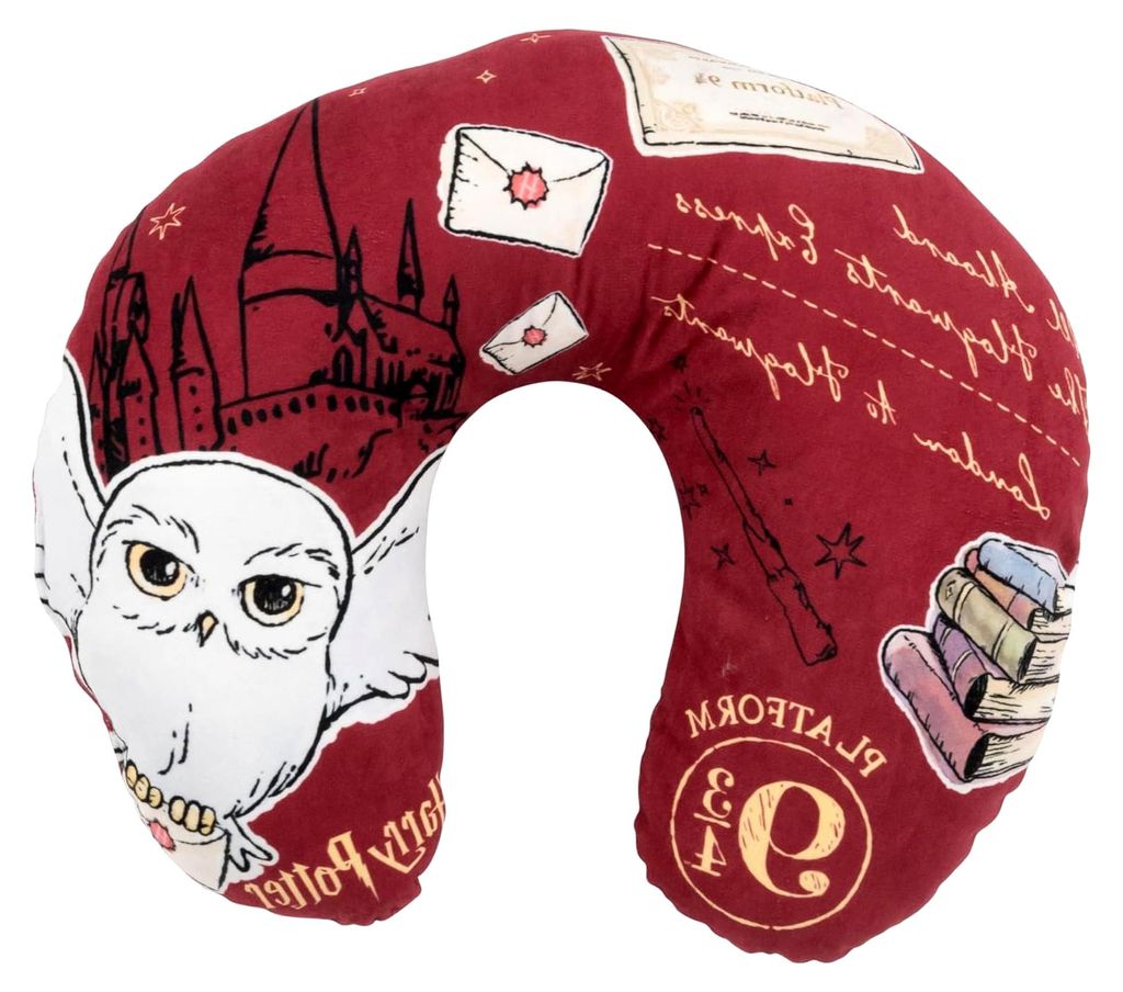 Harry Potter - Hedwig Eule Reise Nackenkissen bequemes Reisekissen Nackenhörnchen Auto Flugzeug Rot