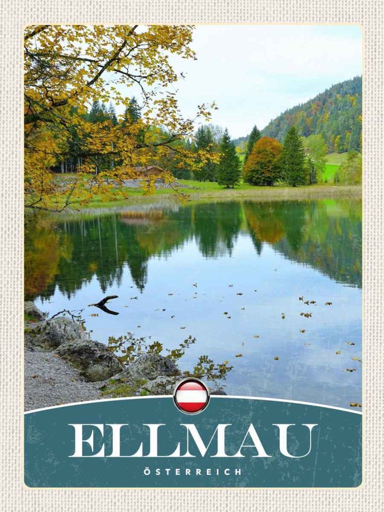 vianmo Holzschild 40x30 cm Ellmau Österreich Natur See Bildmotiv Reisemotiv Europa