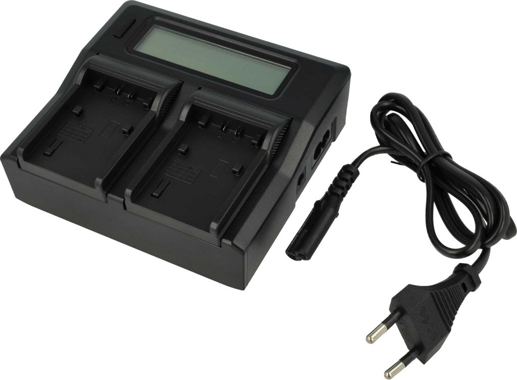 vhbw Dual Ladegerät kompatibel mit Sony Handycam FDR-AX53, FDR-AX700E, FDR-AX700, FDR-AX53E Kamera Camcorder - Ladeschale Ladeanzeige + Display