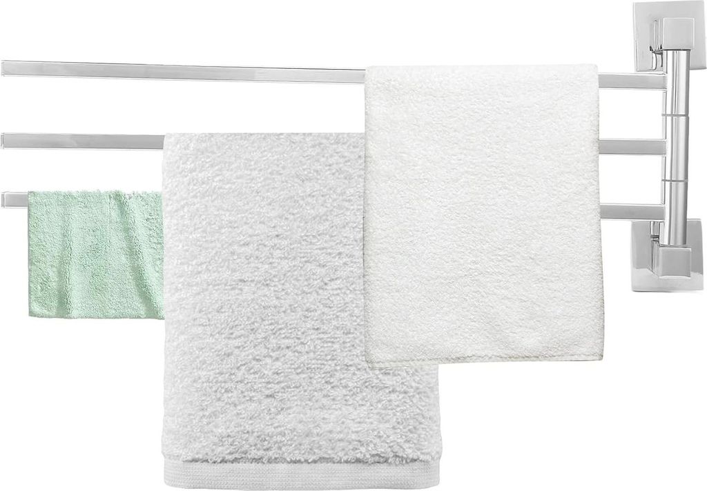 Edelstahl Handtuchhalter Mit 3 Drehbaren Stangen - Wandmontage Badezimmer Handtücherregal 40 cm