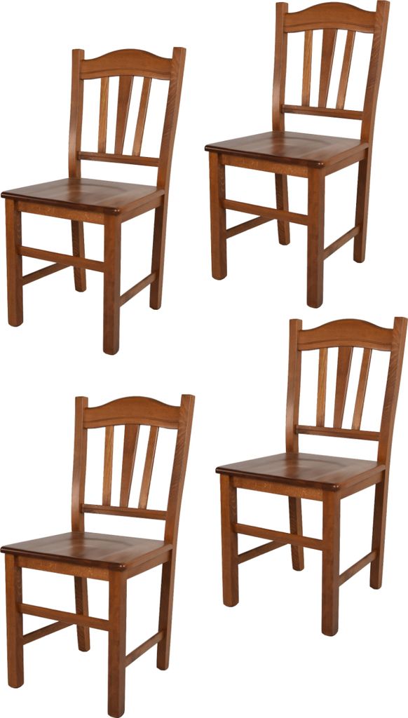 t m c s Tommychairs - 4er Set Stühle SILVANA für Küche und Esszimmer, robuste Struktur aus Buchenholz, in der Farbe Helles Nussbraun lackiert un...