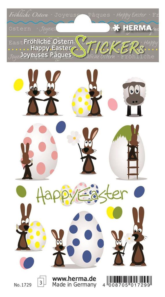 HERMA Oster Sticker TREND "Hasenparty" 3 Blatt à 9 Sticker Produktbild 