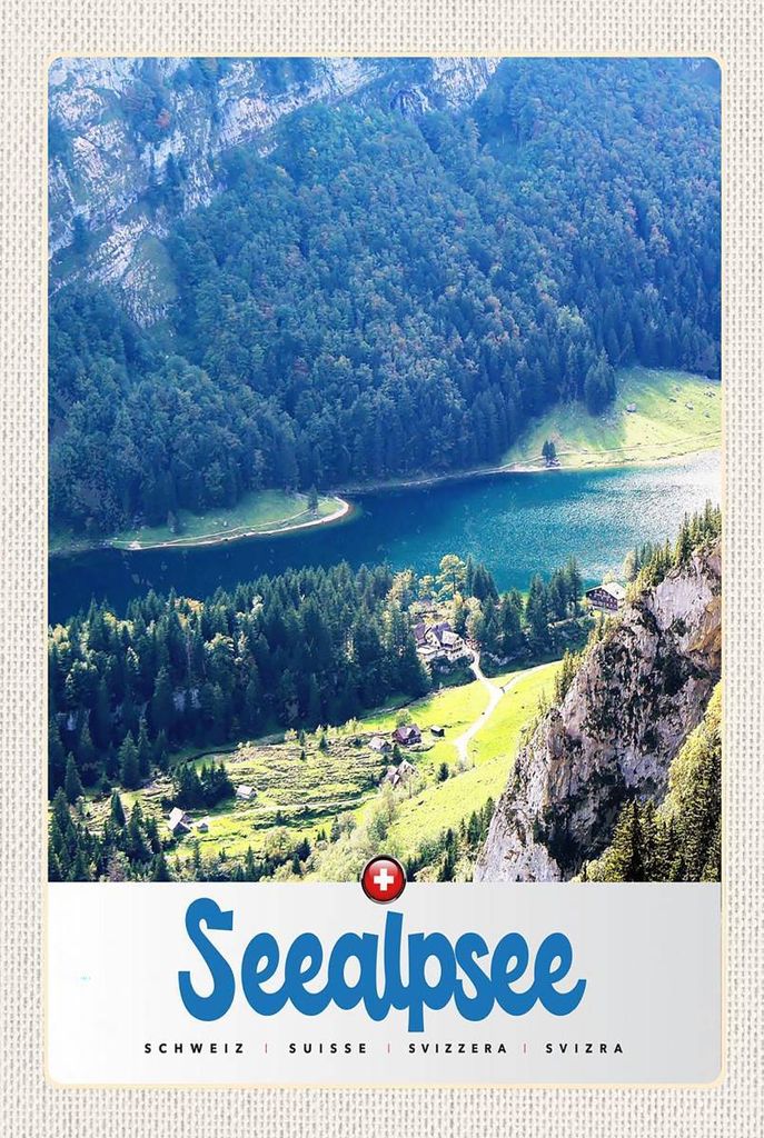 vianmo Holzschild 18x12 cm Seealpsee Schweiz Wälder See Bildmotiv Reisemotiv Abenteuer Reisen
