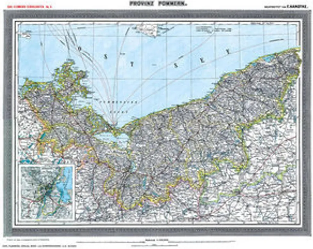 Carte Province de Poméranie 1903 - Provinz POMMERN - Format Roulé 50x70cm