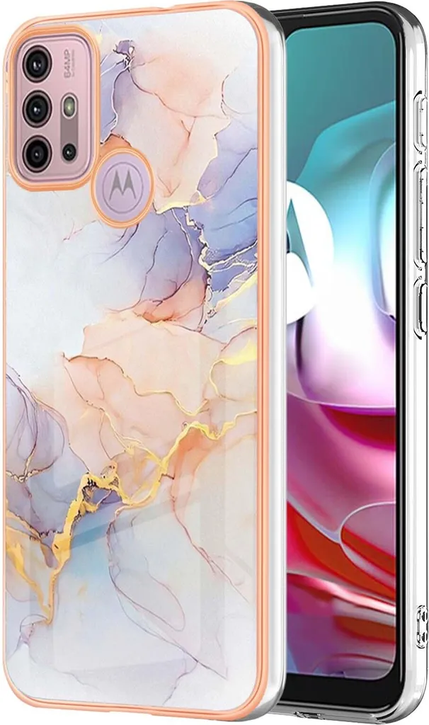 SEAHAI Cover per Motorola Moto G30/Moto G20/Moto G10/Moto G10 Power, Glassato Traslucido Dura PC Protettiva Custodia Silicone TPU Bumper Antiurto AntiGraffio Case con Anello Supporto, Giallo