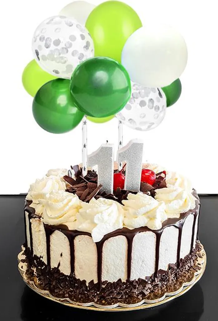 Kit Decorazione Palloncini Verde Bianco Argento: Allestimento Festa Elegante